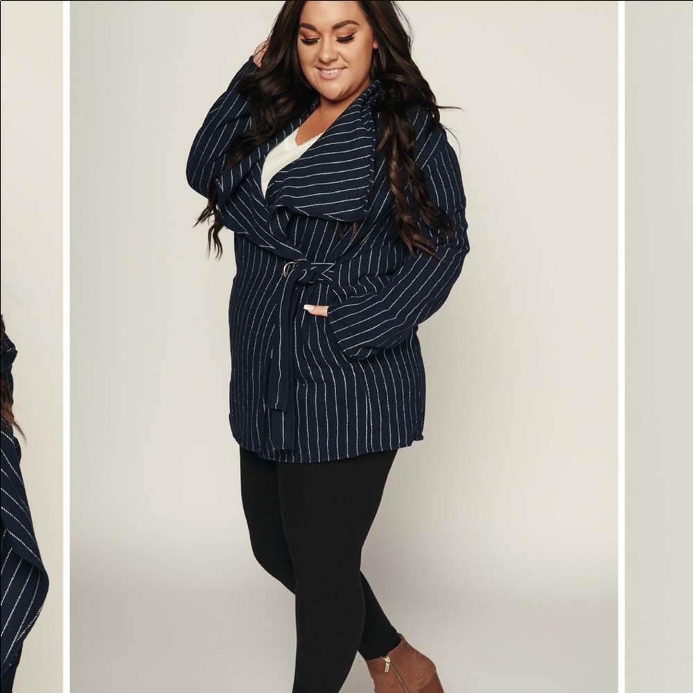 Navy and white striped Jacket